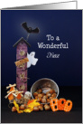 Halloween Greeting Card for Niece-Spook House-Ghost-Bat-Pumpkins card