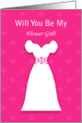 Be My Flower Girl Request-Flower Girl Invitation-White Dress card