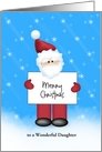 For Daughter Christmas Card-Santa Holding Sign-Customizable Text card