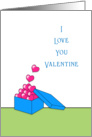 I Love You Valentine’s Day Greeting Card-Blue Box Filled with Hearts card