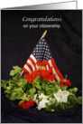 Congratulations US American Citizenship Card-Patriotic-Flag-Flowers card