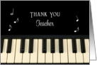 For Music Teacher Thank You Card-Keyboard-Black-White-Notes card