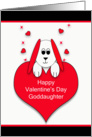 For Goddaughter Happy Valentine’s Day Greeting Card-Dog over Red Heart card