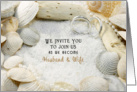 Beach Wedding Invitation Greeting Card-Shells, Sand and Rings card