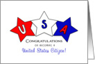 Becoming a US Citizen Greeting Card-Green Card-Stars-U.S.A. card