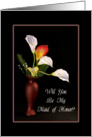 Be My Maid of Honor Greeting Card-Red Vase and Calla Lilies card
