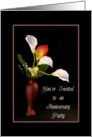 Anniversary Party Invitations with Red Vase and Calla Lilies card