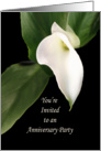 anniversary Invitation Greeting Card with One Single White Calla Lily card