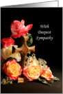Sympathy Greeting Card Religious Cross Roses card
