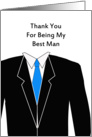 Best Man Thank You Greeting Card-Black Suit-Blue Tie-White Shirt card