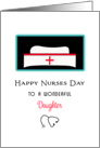 For Daughter Nurses Day Greeting Card-White Nursing Cap-Stethoscope card