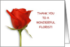 Thank You Greeting Card For Florist-One Red Rose-For Service Provider card