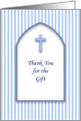 Religious Thank You for the Gift Greeting Card-Blue Cross and Stripes card