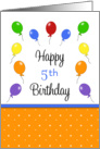 5th Birthday Card-Red, Yellow, Green, Orange, Purple & Blue Balloons card