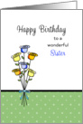 For Sister Birthday Card Bouquet of Flowers with Bow Design card