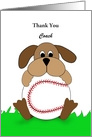 Thank You Greeting Card for Coach-Dog-Baseball-Customizable Text card
