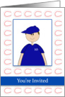 Birthday Party Invitation Greeting Card-Boy-Blue Baseball Hat-Balls card
