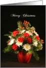 Christmas Card-Red and White Flowers in Red Vase card