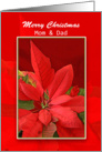 Christmas Greeting Card for Parents-Mom and Dad-Poinsettia- card