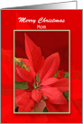 Mother Christmas Greeting Card with Poinsettia-Merry Christmas Mom card