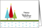 Christmas Happy Holidays Greeting Card-Three Trees-Snow Flakes card