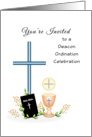 Deacon Ordination Party Invitation Greeting Card-Cross-Wafer-Bible card