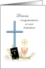 Deacon Ordination Greeting Card-Cross-Chalice-Bible-Book-Wafer card