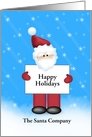 Business Christmas Greeting Card with Santa Holding Sign-Customizable card