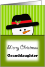 For Granddaughter Christmas Greeting Card-Snowman-Merry Christmas card
