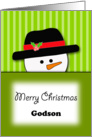 For Godson-Godchild Christmas Greeting Card-Snowman-Merry Christmas card