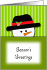 Christmas Greeting Card with Snowman Head-Season’s Greetings card