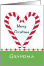 For Grandma Christmas Greeting Card-Candy Cane Heart Shaped card