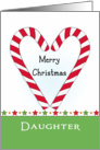 For Daughter Christmas Greeting Card-Candy Cane Heart Shaped card