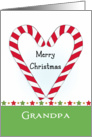 For Grandpa Christmas Greeting Card-Candy Cane Heart Shaped card