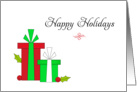 Business Christmas Card-Happy Holidays-Red-Green-Christmas Presents card