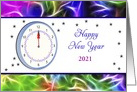 New Year Greeting Card Clock-Stars Customizable Text card
