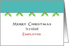 For Employee-Christmas Greeting Card-Red-Green-Black-Holly-Berries card