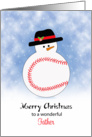 For Dad / Father Christmas Card-Baseball Theme-Winter Scene-Snowman card