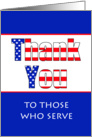 Military Thank You Greeting Card To Those Who Serve-Patriotic card