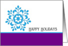 Christmas Greeting Card-Blue Snowflake-Purple Border-Happy Holidays card