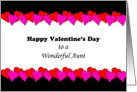 For Aunt Valentine’s Day Greeting Card-Pink, Red Heart Border card