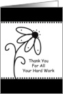 For Employee Business Thank You Greeting Card-Black Flower Design card