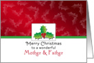 For Mom & Dad Christmas Card-Merry Christmas-Holly & Berry card