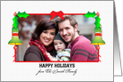 Happy Holidays Christmas Photo Card with Bells card