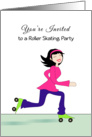 Roller Skating Party Invitation For Girls - Retro Girl in Pink card