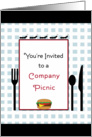 Business Company Picnic Invitation-Hamburger-Ants-Fork-Knife-Spoon card