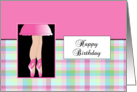 Ballerina Birthday Greeting Card-Ballet Dancer-Plaid card