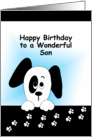 For Son Birthday Greeting Card with Dog and Paw Prints card