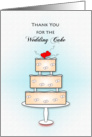 Thank you for the Wedding Cake Greeting Card-Tiered Cake & Red Hearts card