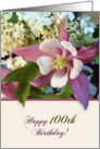 100th Happy Birthday Greeting Card-Columbine Flower card